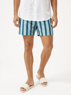 Herren Badeshorts mit zweifarbigen Streifen und Gesäßtasche