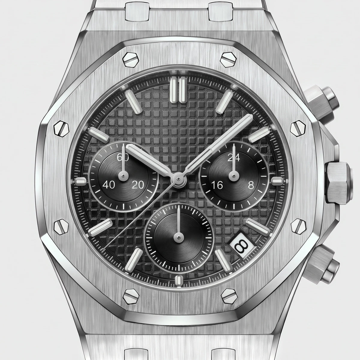 Herren Chronograph mit Achteckiger Lünette am Gliederarmband – Ansicht 3