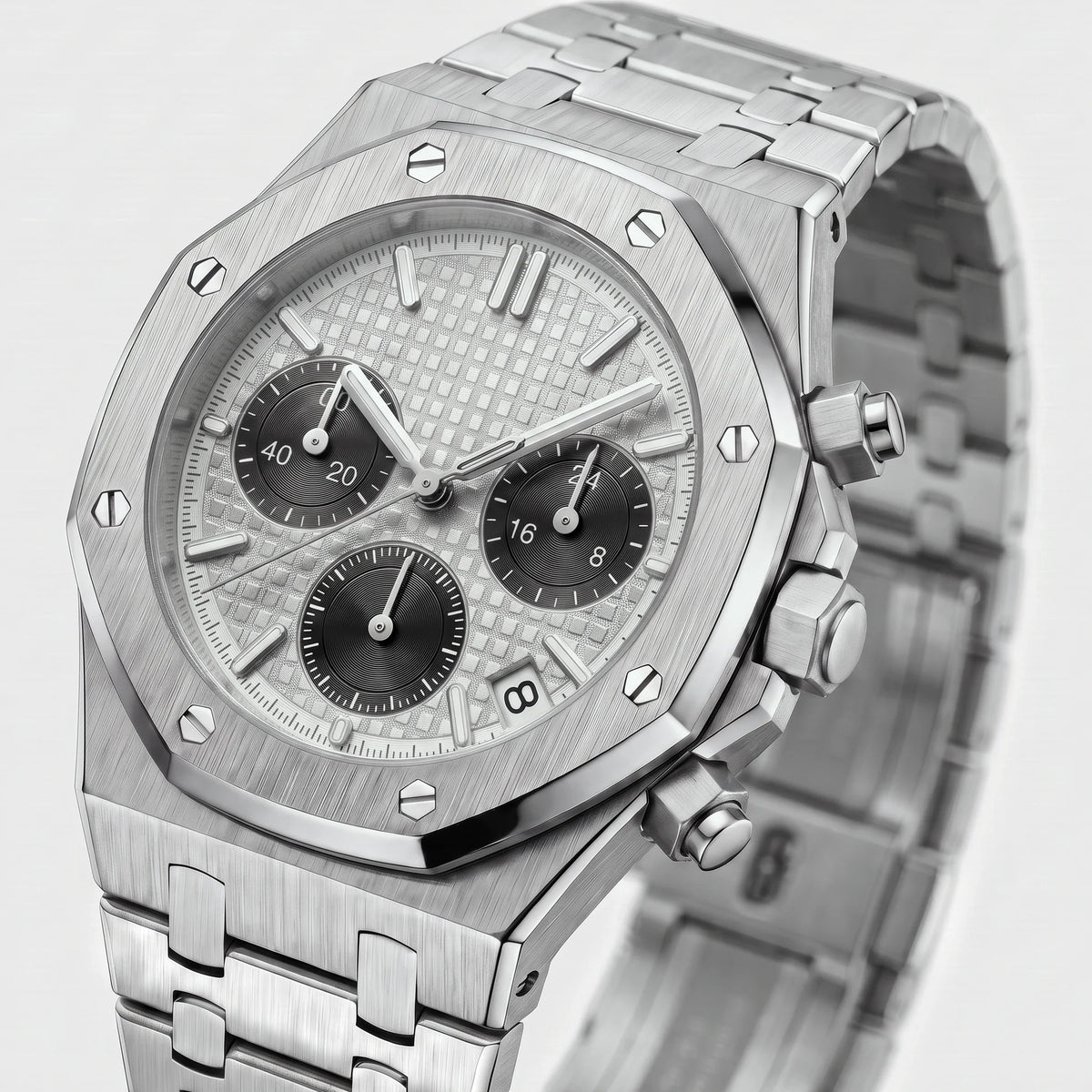 Herren Chronograph mit Achteckiger Lünette am Gliederarmband – Ansicht 6