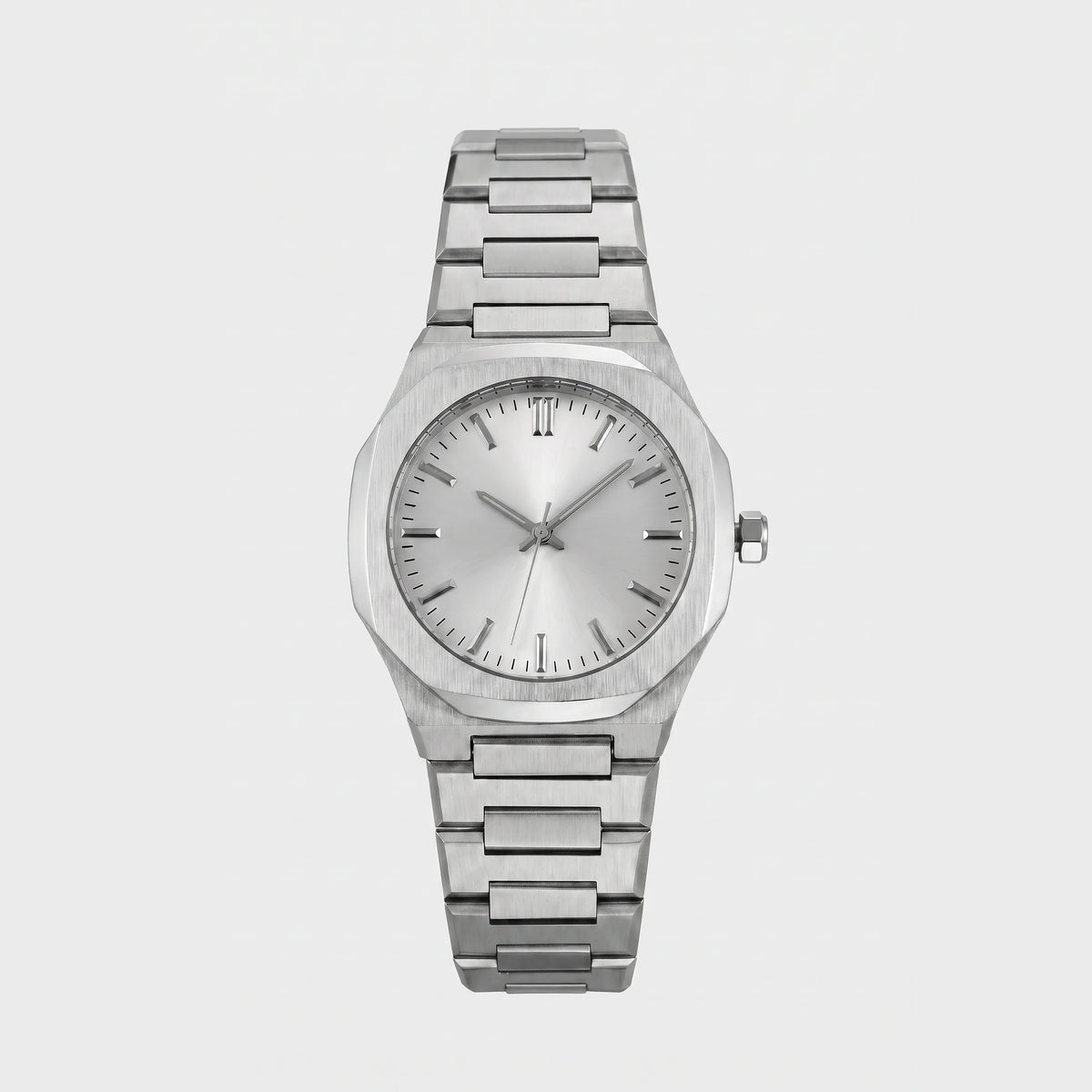 Herren Dreizeiger Armbanduhr mit Achteckigem Gehäuse am Gliederarmband