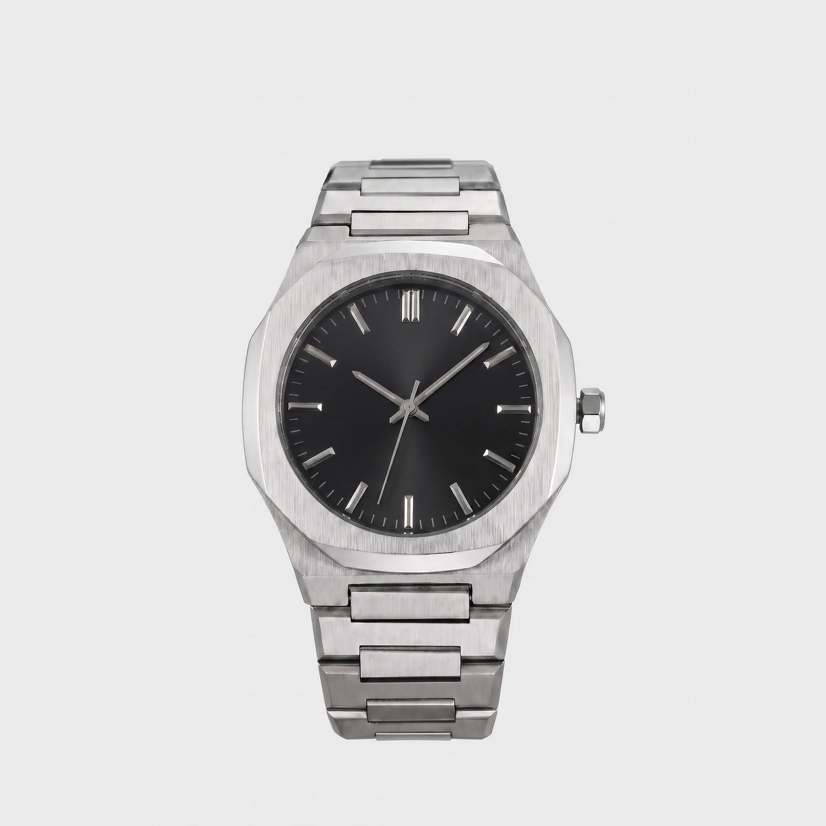 Herren Dreizeiger Armbanduhr mit Achteckigem Gehäuse am Gliederarmband – Ansicht 6