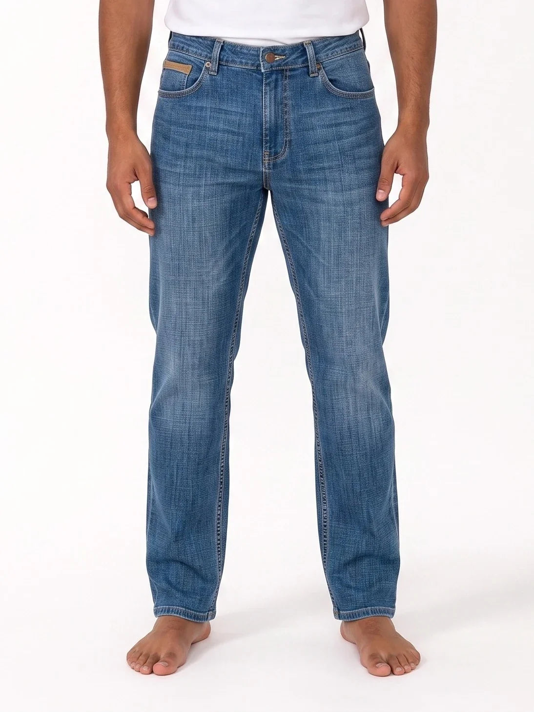Herren Jeans mit Geradem Schnitt, Webstruktur und Kontrastnähten – Ansicht 5