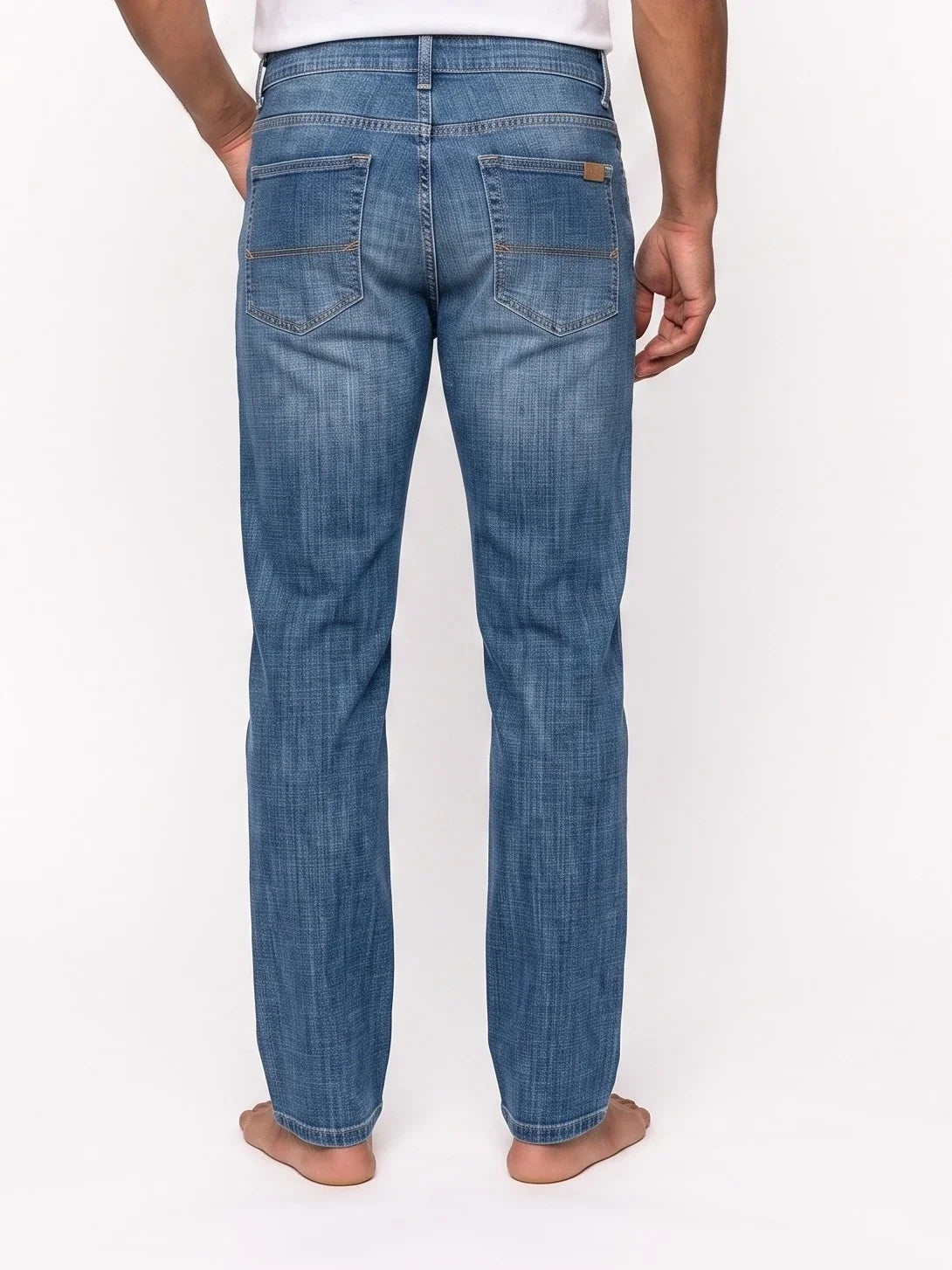 Herren Jeans mit Geradem Schnitt, Webstruktur und Kontrastnähten – Ansicht 6