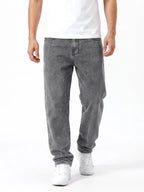 Herren Jeans mit Lockerem Schnitt, Geraden Beinen und Waschung – Ansicht 2