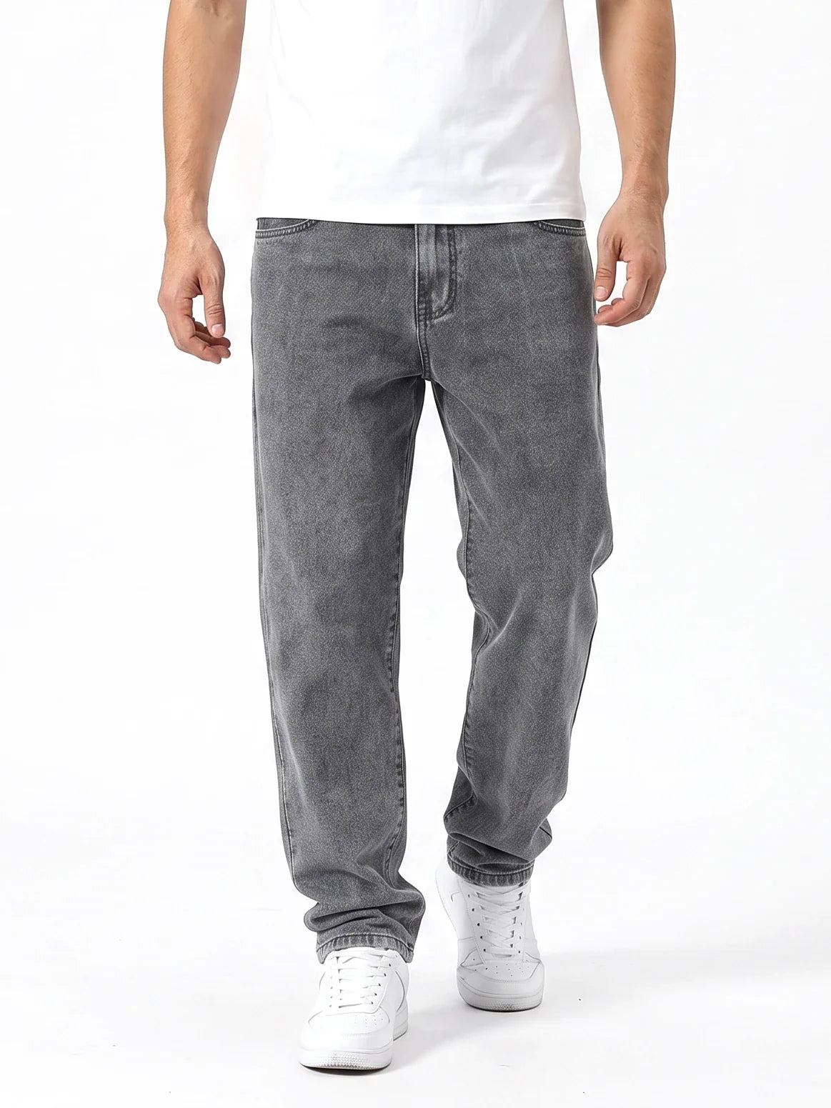 Herren Jeans mit Lockerem Schnitt, Geraden Beinen und Waschung – Ansicht 2