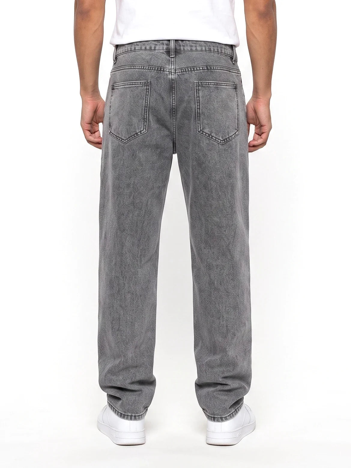 Herren Jeans mit Lockerem Schnitt, Geraden Beinen und Waschung – Ansicht 3