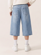 Herren Jeansshorts mit Weitem Schnitt in Kniehöhe – Ansicht 10