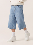 Herren Jeansshorts mit Weitem Schnitt in Kniehöhe – Ansicht 9