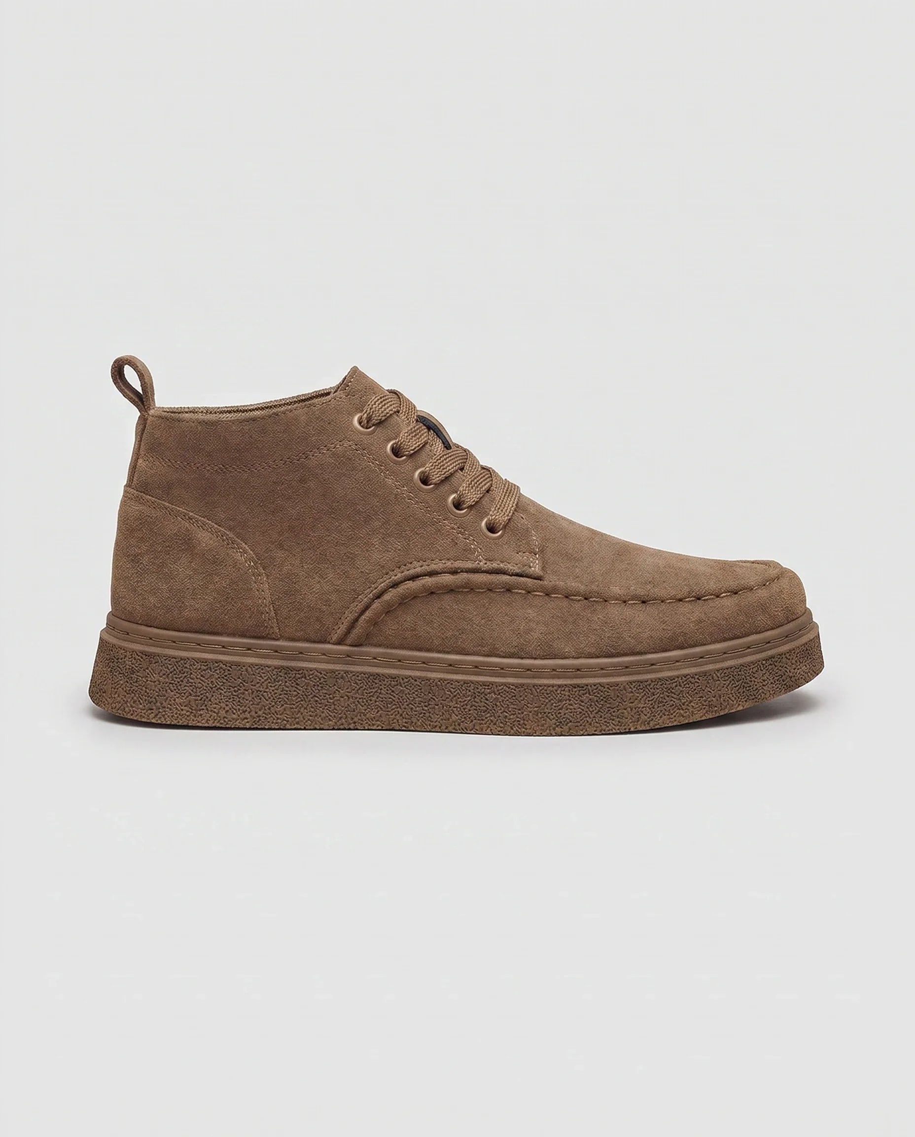 Herren Knöchelhohe Wildleder Sneaker mit Schnürung, Braun – Seitenansicht