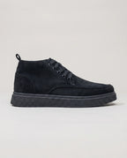 Herren Knöchelhohe Wildleder Sneaker mit Schnürung, Schwarz – Seitenansicht