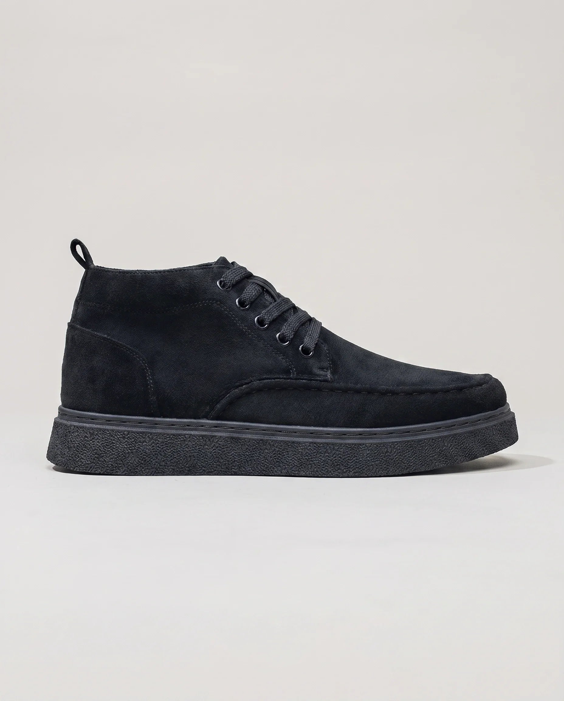 Herren Knöchelhohe Wildleder Sneaker mit Schnürung, Schwarz – Seitenansicht