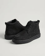 Herren Knöchelhohe Wildleder Sneaker mit Schnürung, Schwarz – Vorderansicht