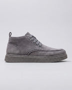 Herren Knöchelhohe Wildleder Sneaker mit Schnürung, Grau – Seitenansicht