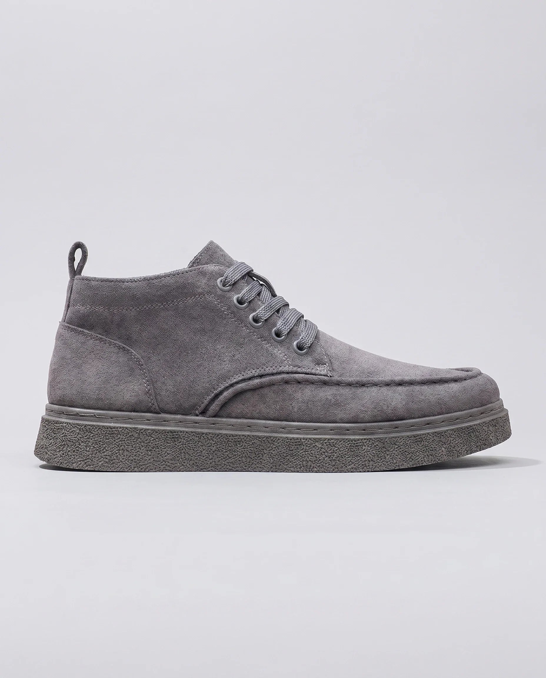 Herren Knöchelhohe Wildleder Sneaker mit Schnürung, Grau – Seitenansicht
