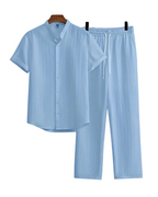 Herren Kurzarmhemd und Hose Set mit Geradem Schnitt