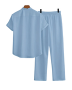 Herren Kurzarmhemd und Hose Set mit Geradem Schnitt