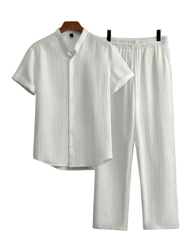 Herren Kurzarmhemd und Hose Set mit Geradem Schnitt