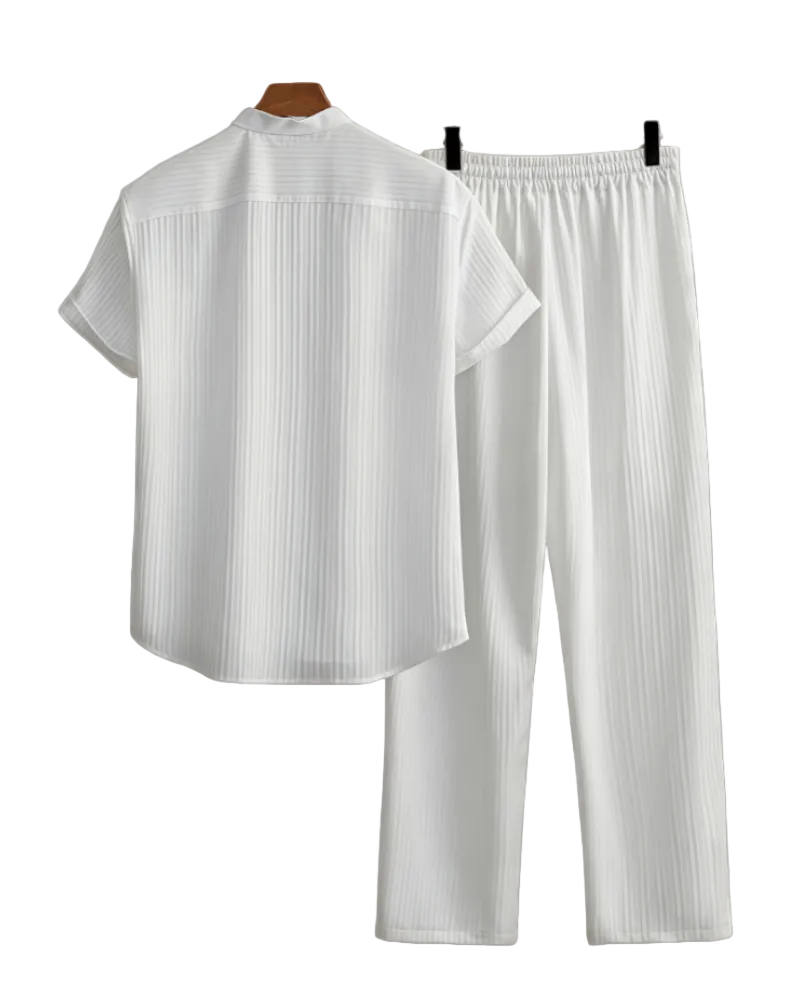 Herren Kurzarmhemd und Hose Set mit Geradem Schnitt