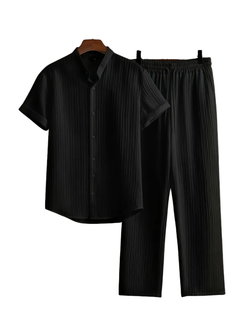 Herren Kurzarmhemd und Hose Set mit Geradem Schnitt