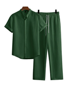 Herren Kurzarmhemd und Hose Set mit Geradem Schnitt