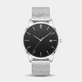 Herren Minimalistische Armbanduhr mit Schwarzem Zifferblatt am Mesh Armband