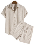 Herren Polo und Shorts Set mit Strukturiertem Stoff und Kurzem Schnitt