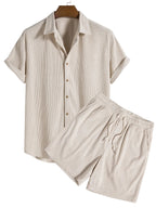 Herren Polo und Shorts Set mit Strukturiertem Stoff und Kurzem Schnitt