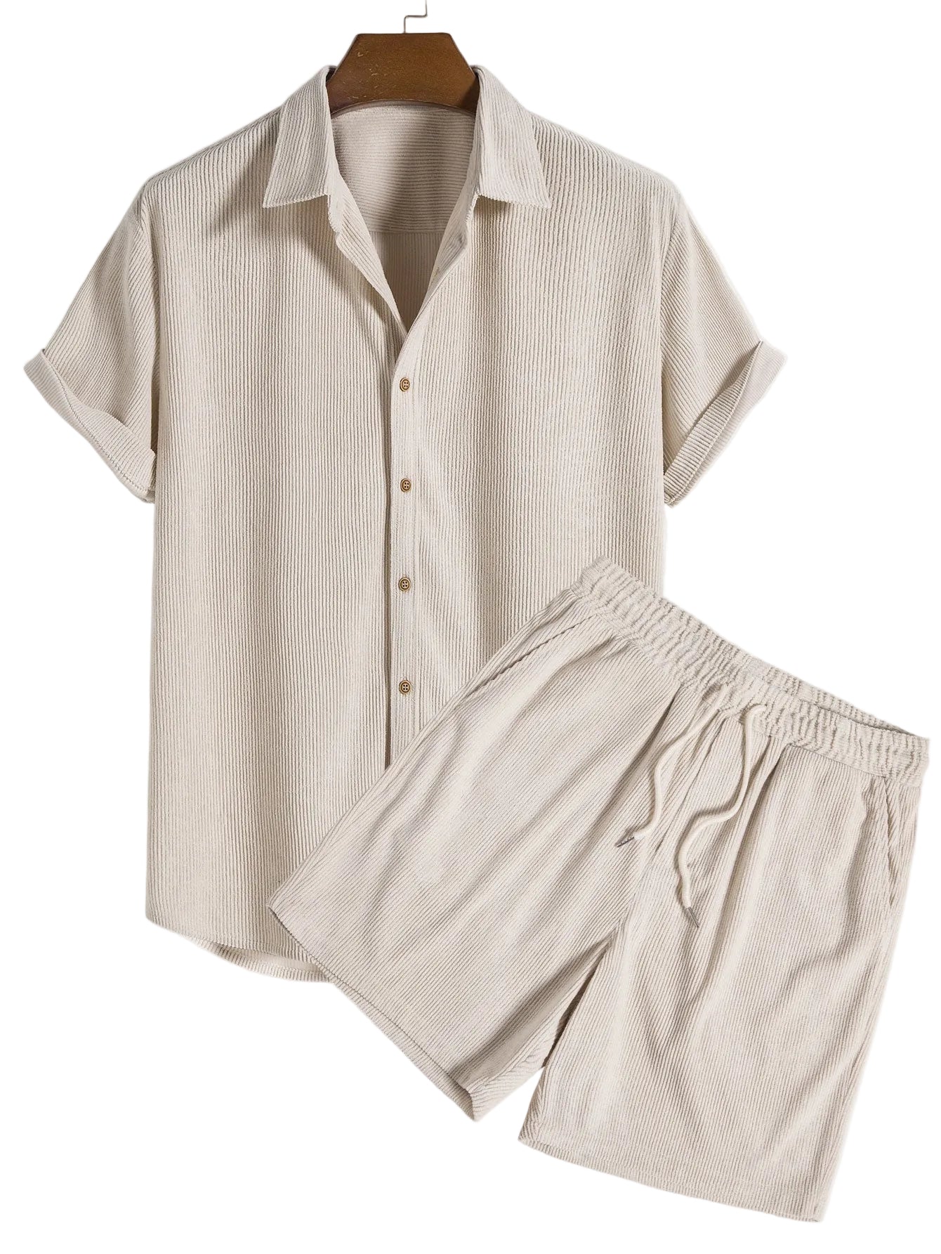 Herren Polo und Shorts Set mit Strukturiertem Stoff und Kurzem Schnitt