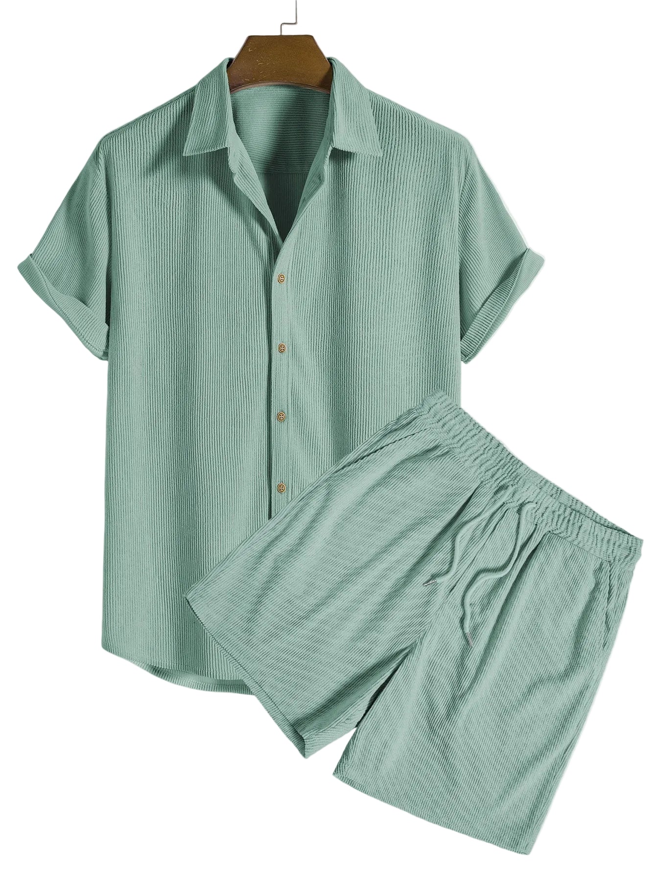Herren Polo und Shorts Set mit Strukturiertem Stoff und Kurzem Schnitt