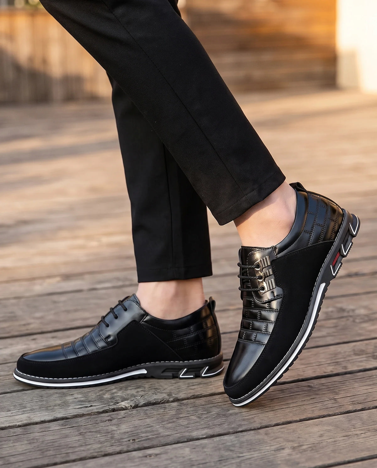 Herren Schnürhalbschuhe mit Steppmuster auf Sneakersohle – Ansicht 12