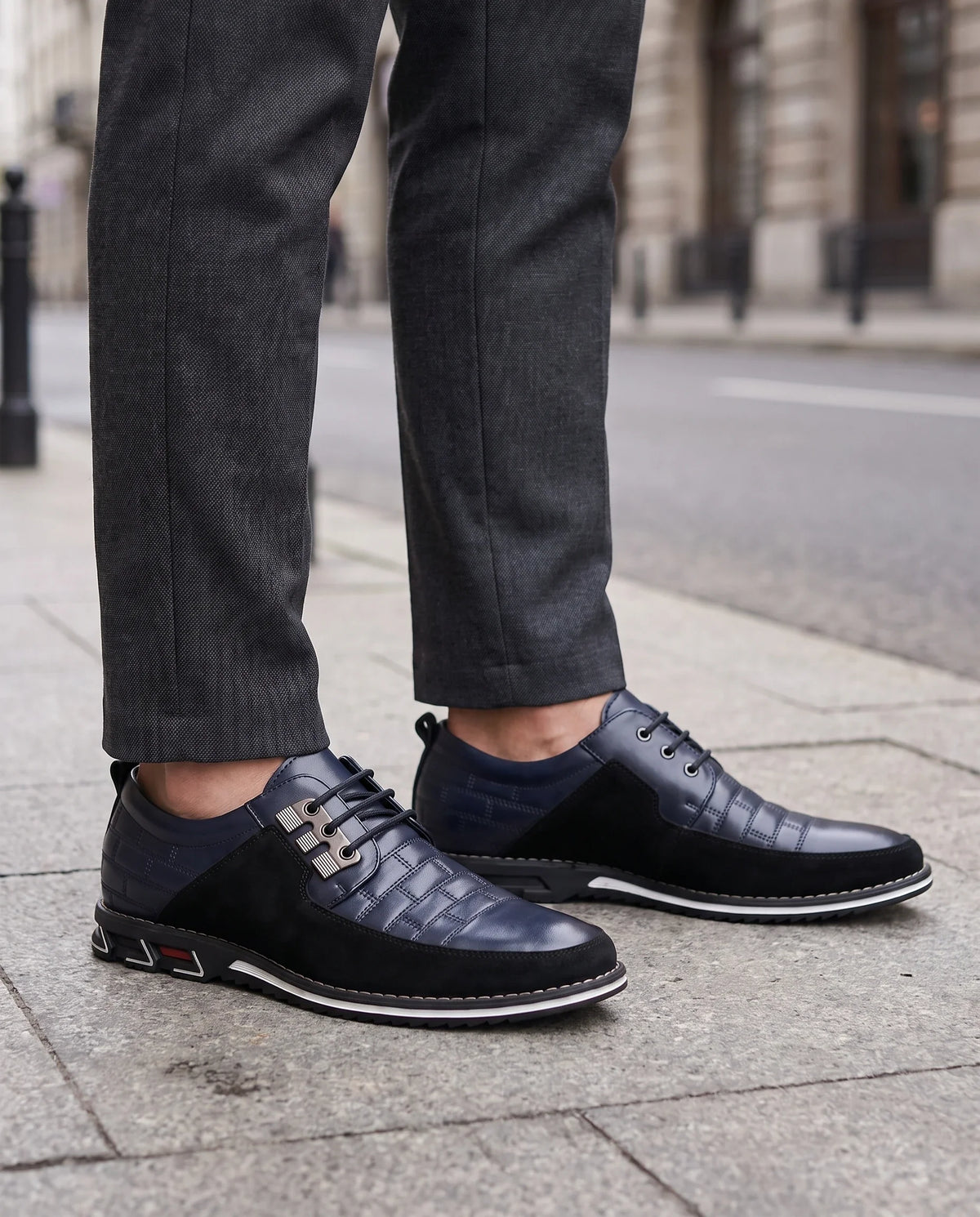 Herren Schnürhalbschuhe mit Steppmuster auf Sneakersohle – Ansicht 8