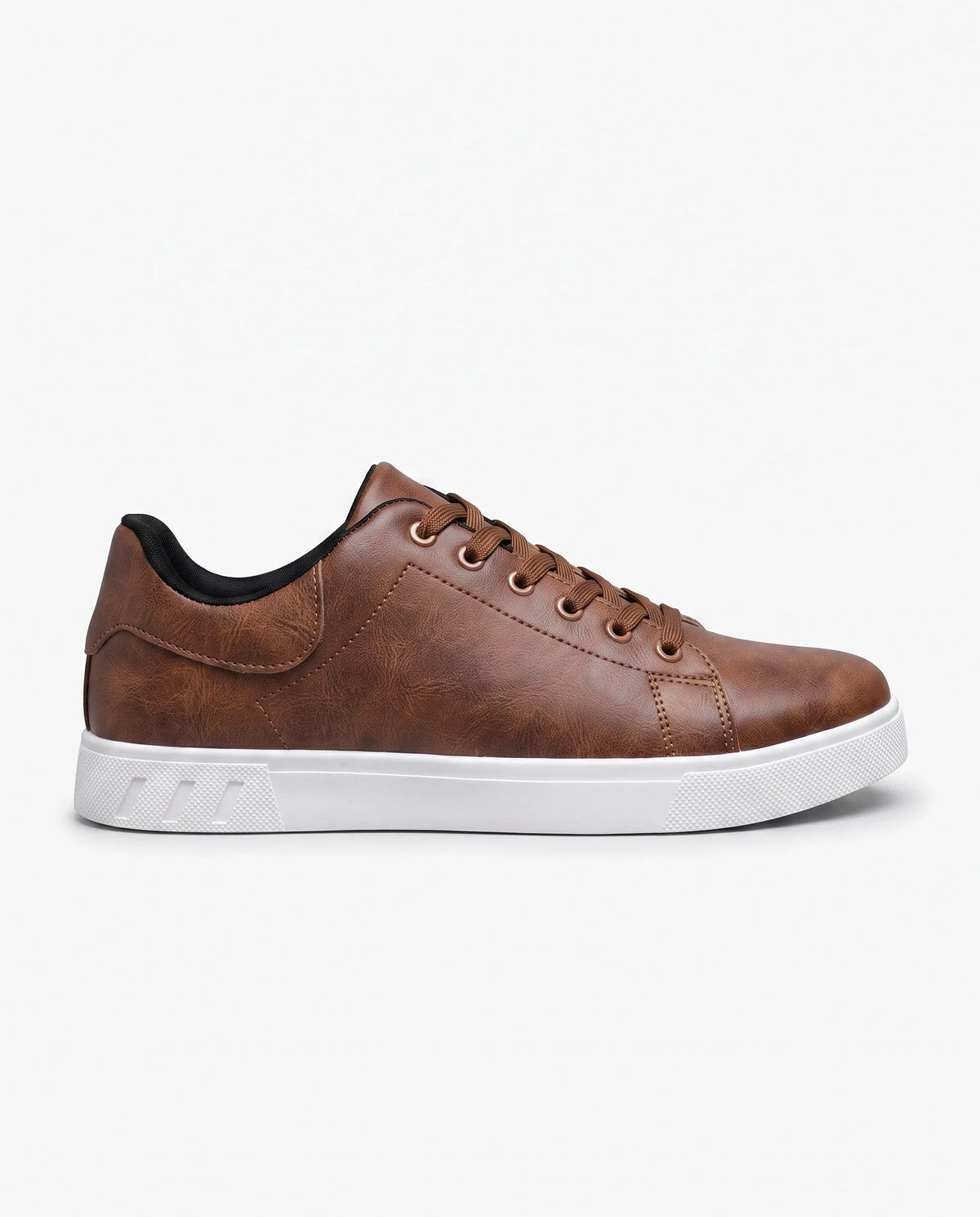 Herren Schnürsneaker mit Glatter Oberfläche und Runder Spitze auf Weißer Sohle
