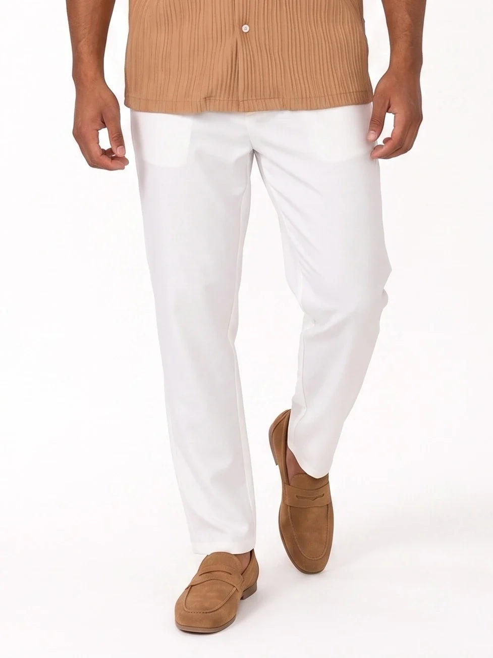 Herren Set mit Plissiertem Kurzarmhemd und Hose mit Geraden Beinen – Ansicht 14