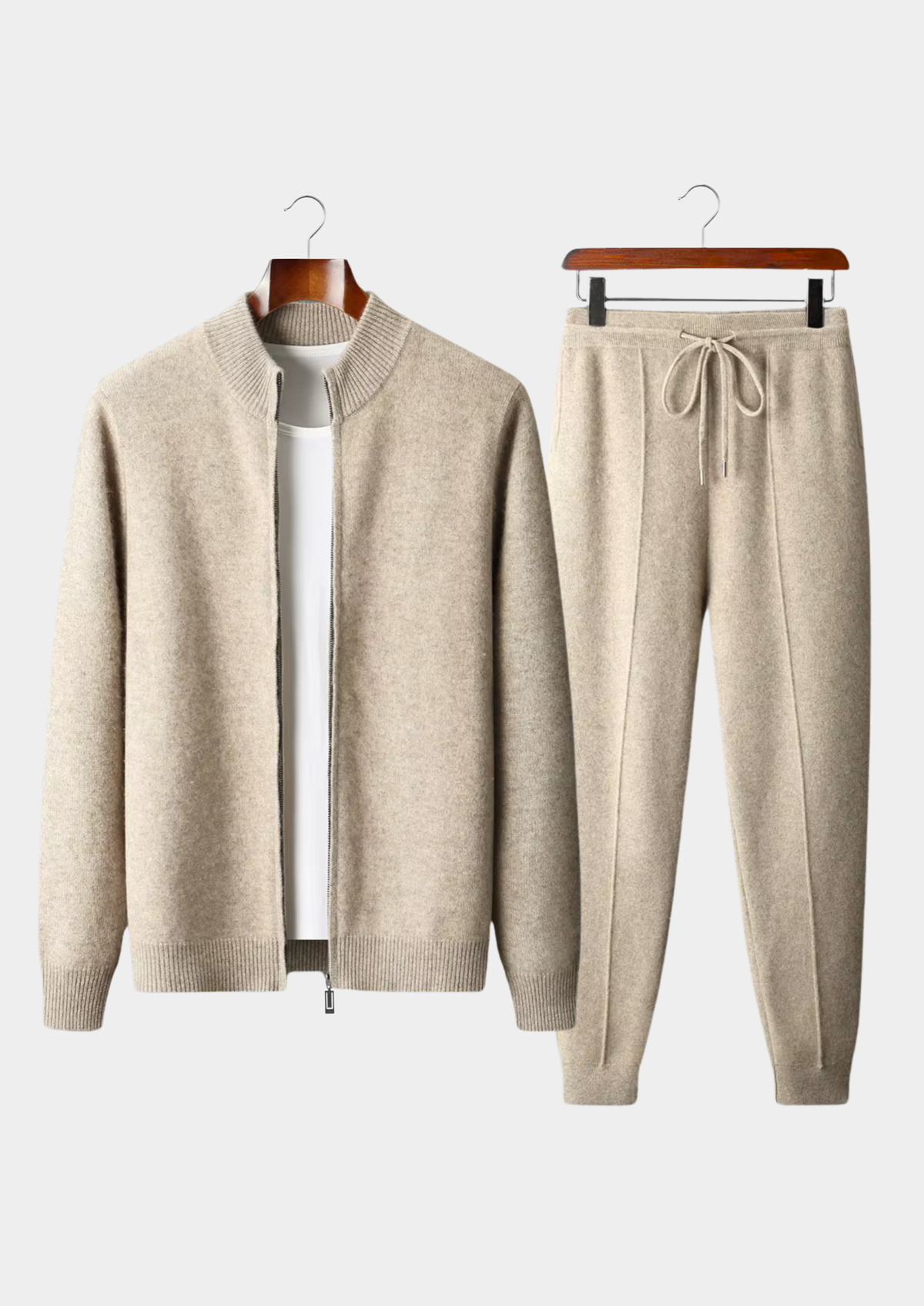 Herren Set mit Stehkragen-Strickjacke und Jogginghose