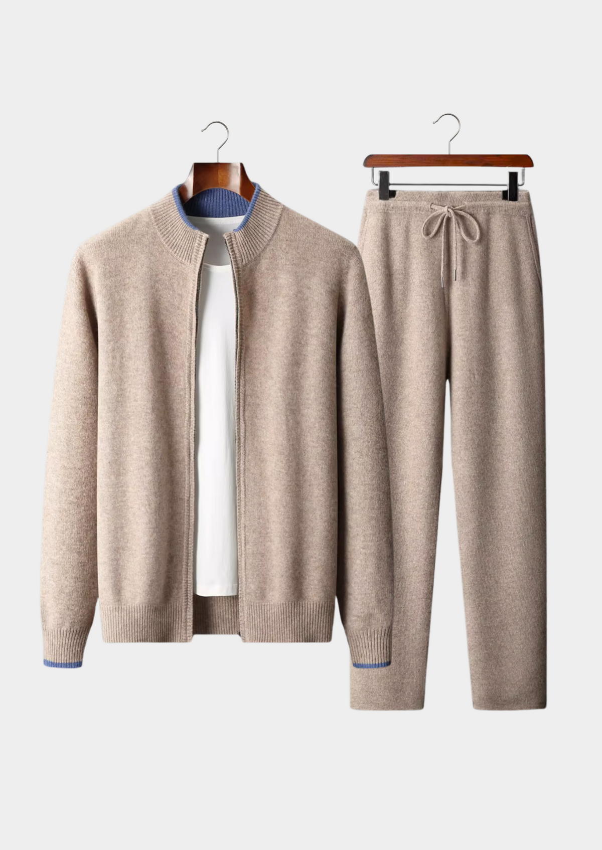 Herren Set mit Strickjacke mit Kontrastdetails und Jogginghose