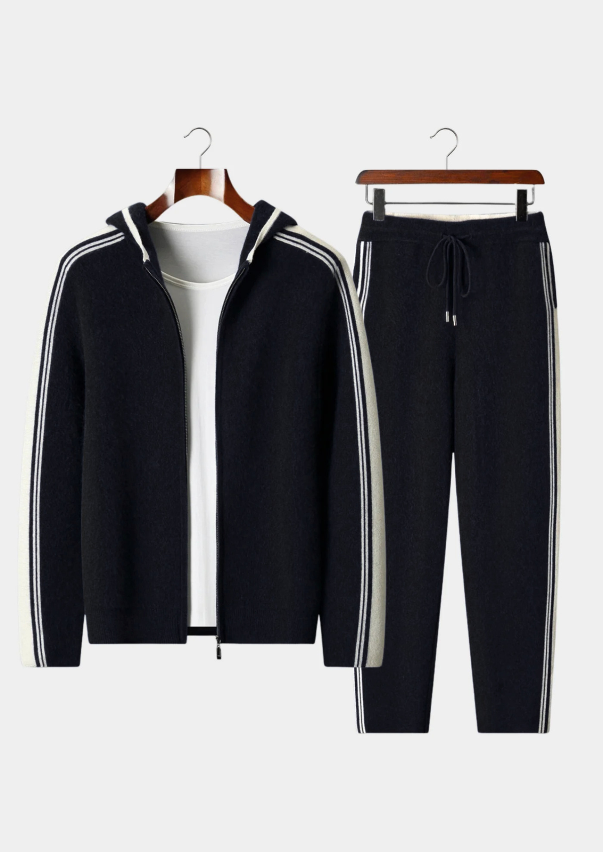 Herren Set mit Strickjacke mit Kontraststreifen und Hose – Ansicht 16