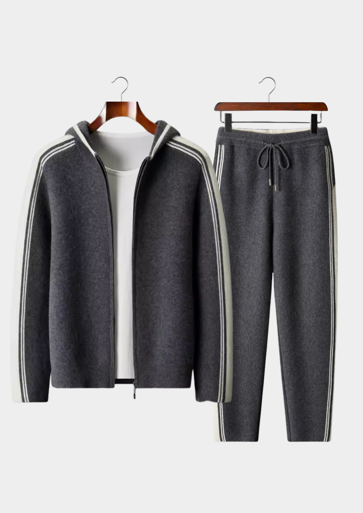 Herren Set mit Strickjacke mit Kontraststreifen und Hose – Ansicht 25