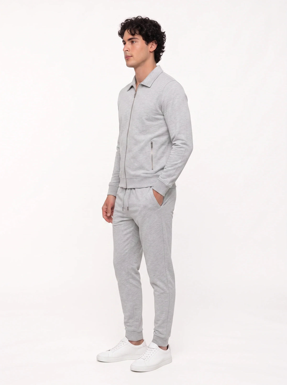Herren Set mit Sweatjacke mit Kragen und Jogginghose – Ansicht 3