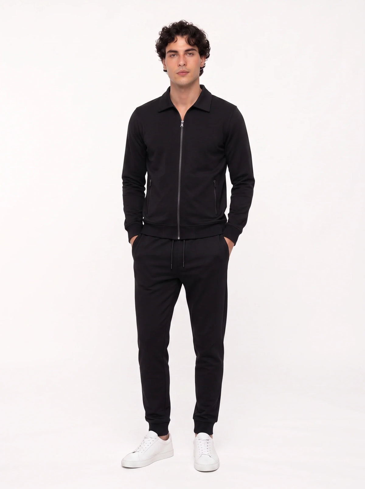 Herren Set mit Sweatjacke mit Kragen und Jogginghose – Ansicht 5