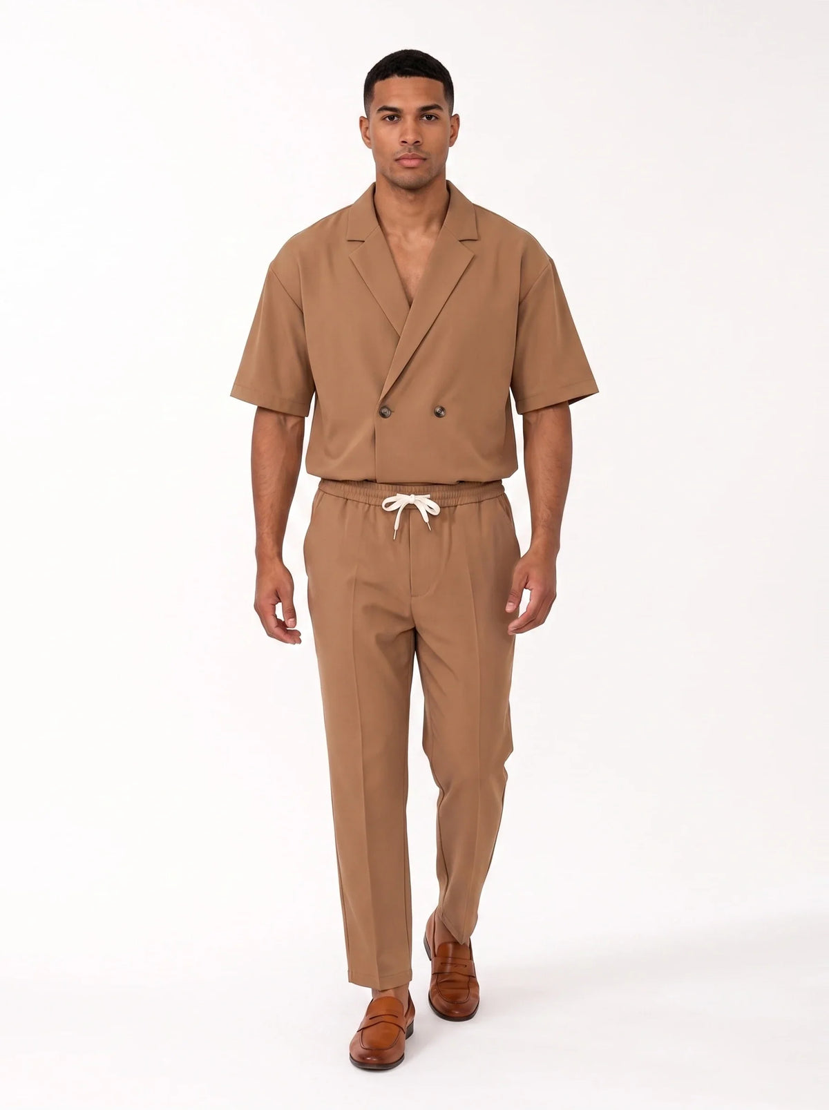 Herren Set mit Zweireihigem Revershemd und Hose mit Bügelfalte – Ansicht 4