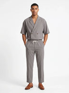 Herren Set mit Zweireihigem Revershemd und Hose mit Bügelfalte – Ansicht 7