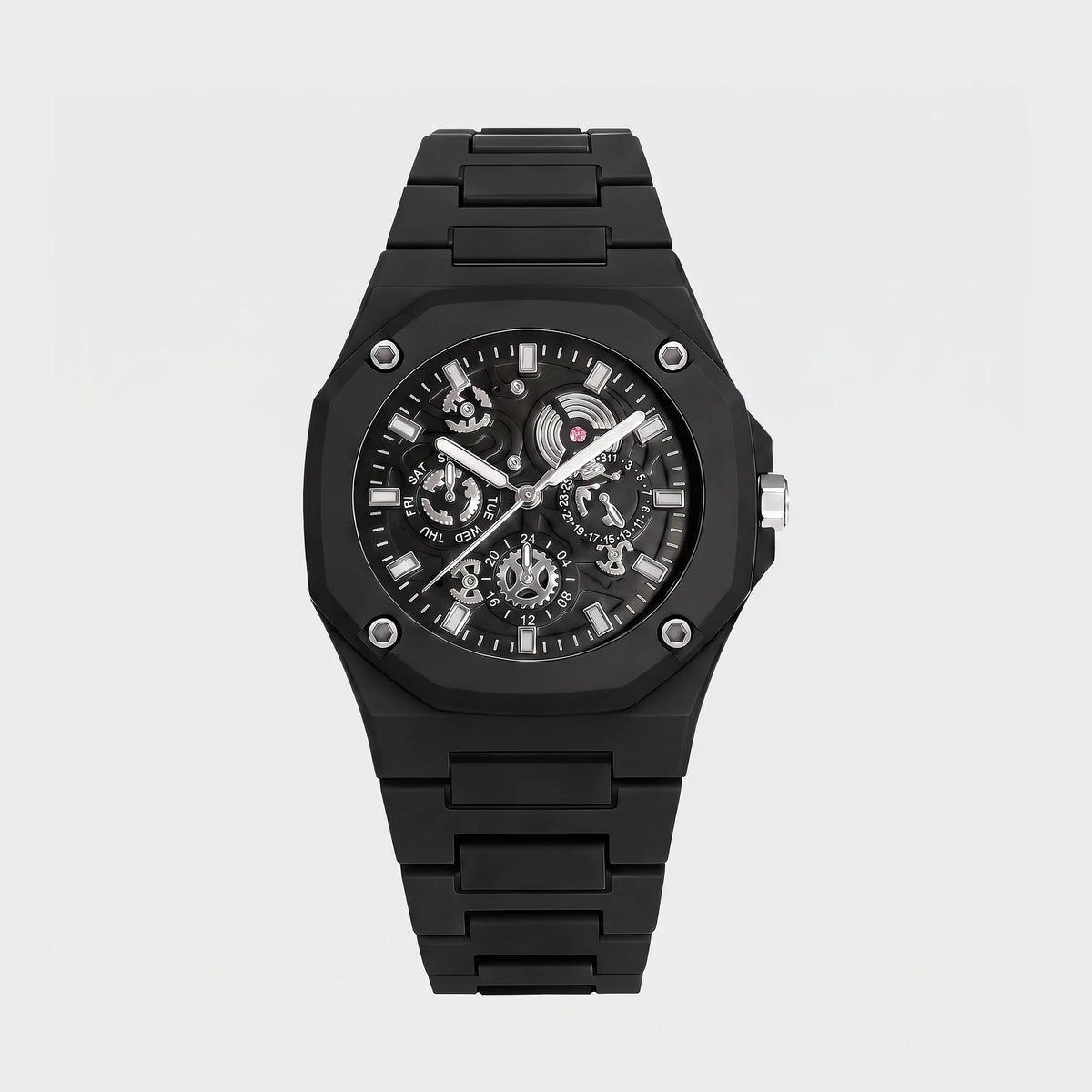Herren Skelettuhr mit Achteckigem Gehäuse am Gliederarmband