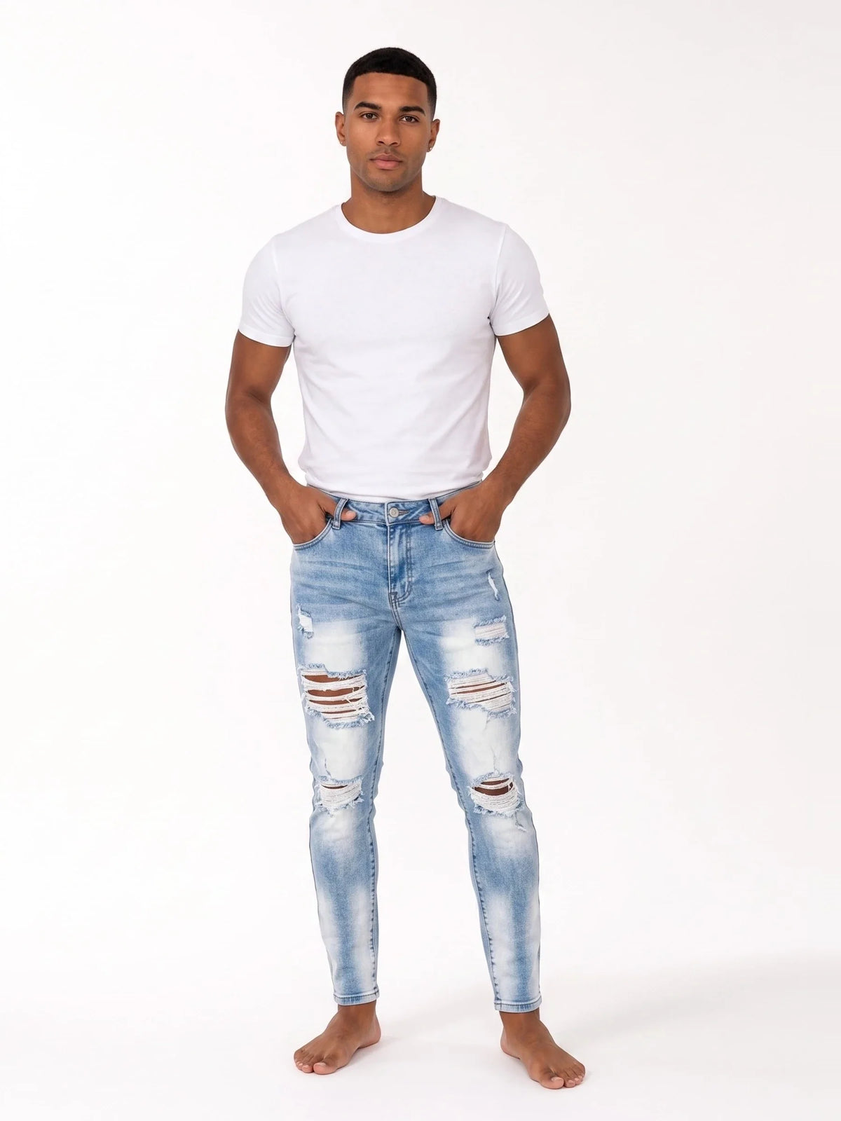 Herren Skinny Jeans mit Abriebstellen und Rissen
