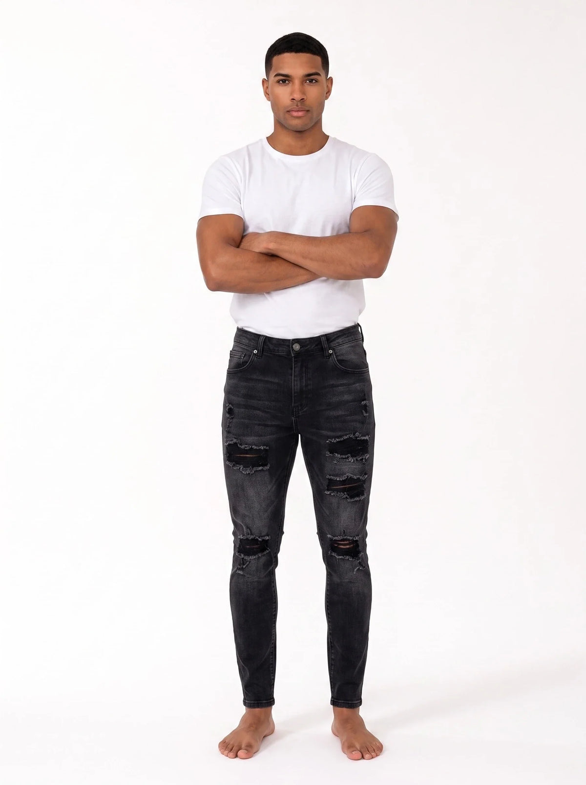 Herren Skinny Jeans mit Abriebstellen und Rissen – Ansicht 10