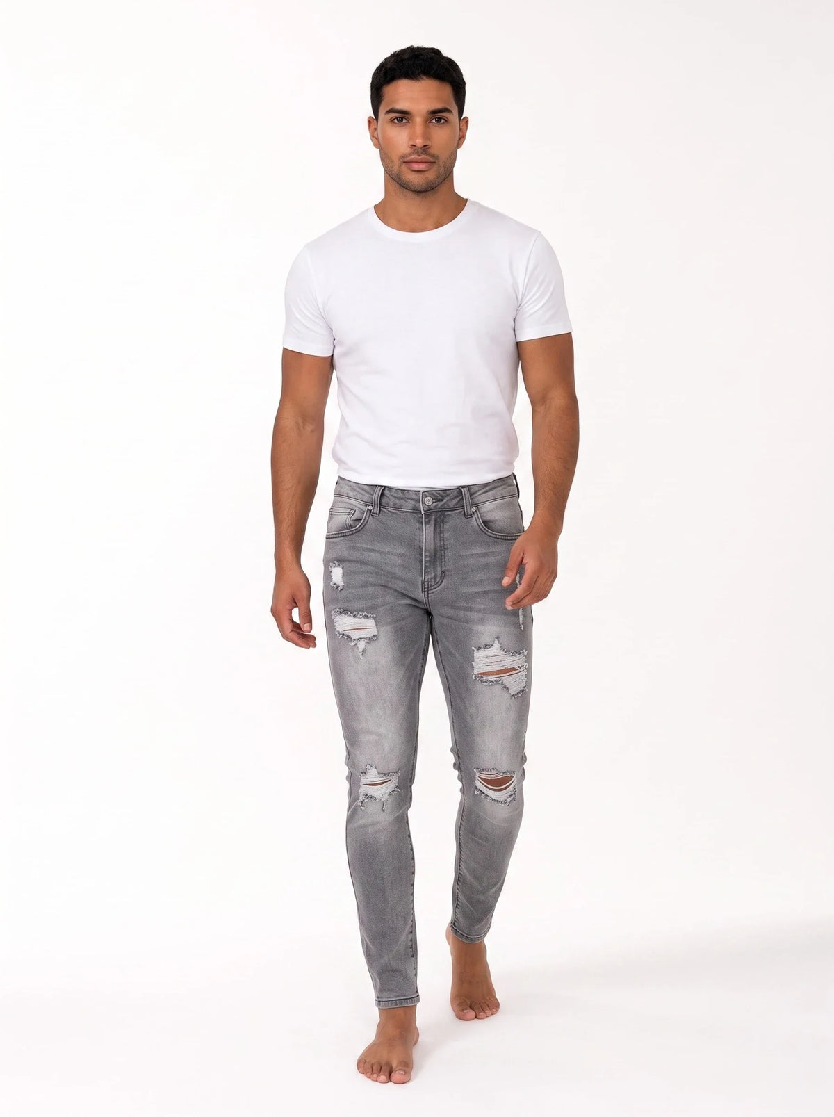Herren Skinny Jeans mit Abriebstellen und Rissen – Ansicht 4