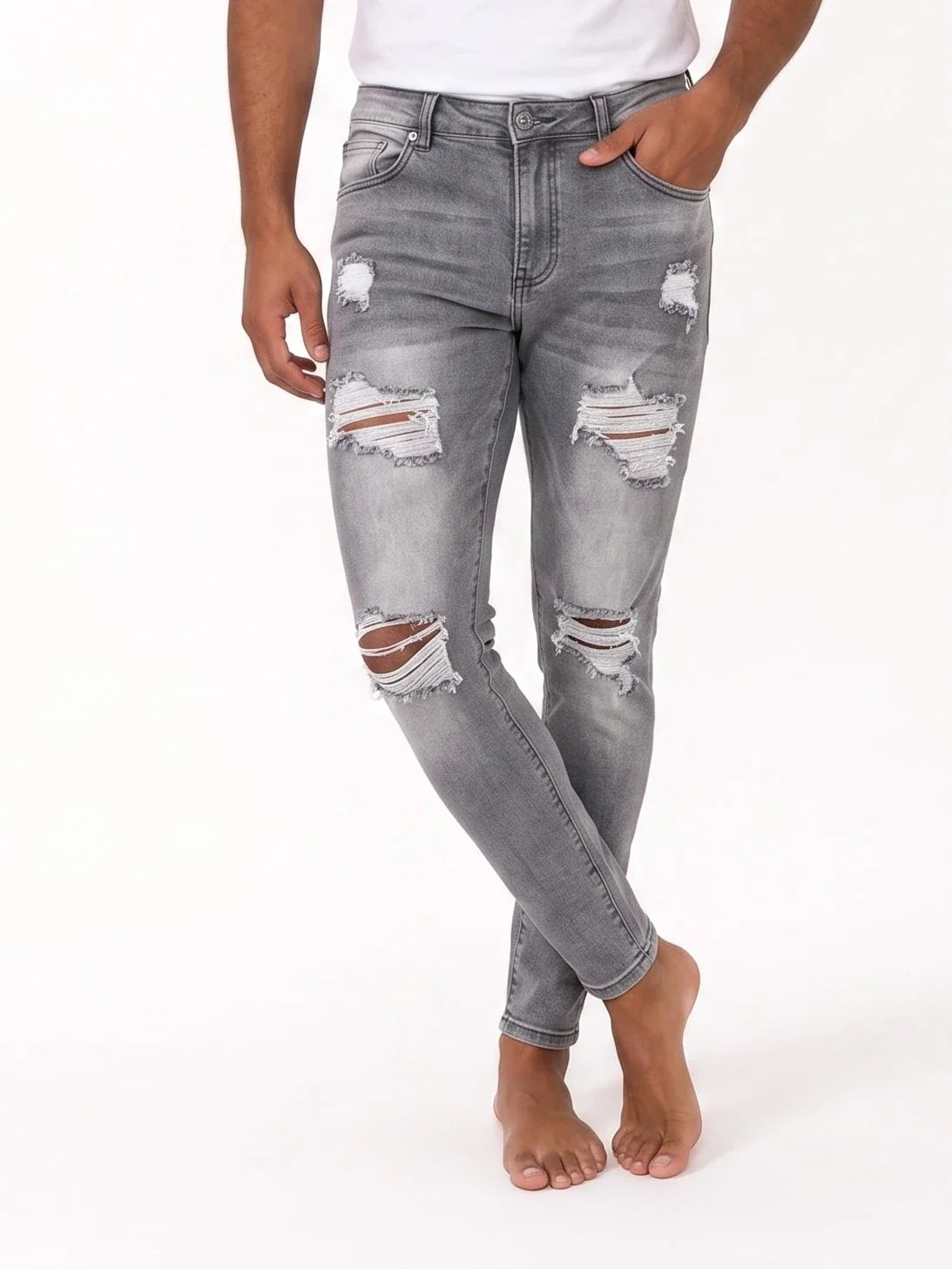 Herren Skinny Jeans mit Abriebstellen und Rissen – Ansicht 5