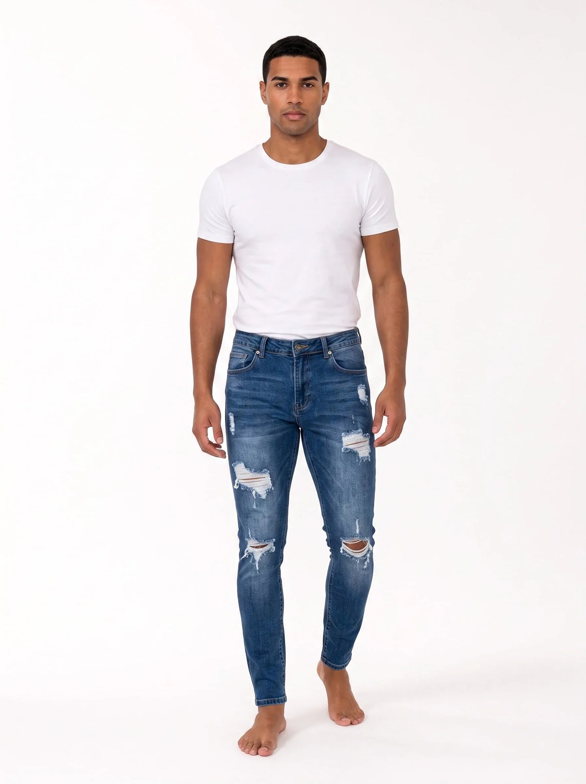 Herren Skinny Jeans mit Abriebstellen und Rissen – Ansicht 7