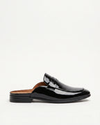 Herren Slipper Mules mit Glänzendem Obermaterial und Offener Ferse