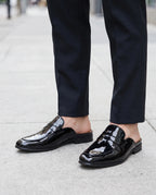 Herren Slipper Mules mit Glänzendem Obermaterial und Offener Ferse – Ansicht 4