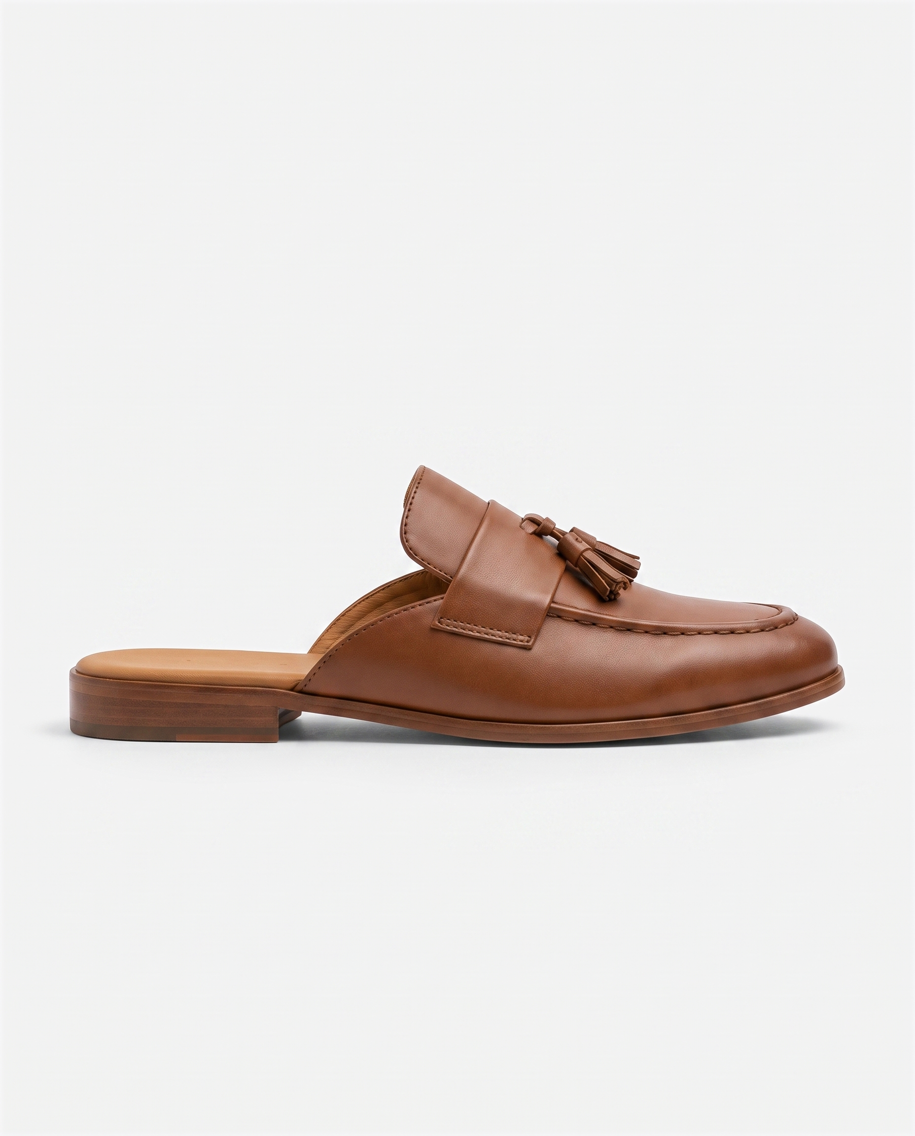 Herren Slipper Mules mit Quasten, Braun – Seitenansicht